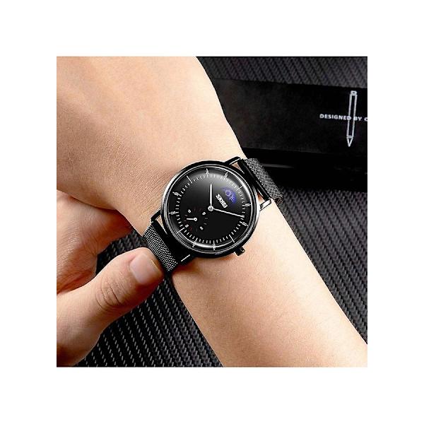 New Creative Moon Phase Quartz Waterproof Armbandsur 5429bk för män