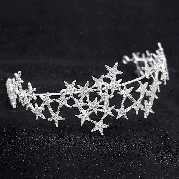 Star Rhinestone hårbåge med halvcirkelformad design Justerbar Elegant Lättvikt Långvarig för Silver