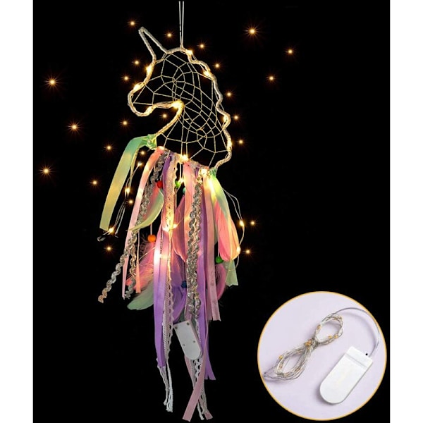 Unicorn House Dream Catcher riipus värikkäät tuulikellot (kääritty valot) kodin ja puutarhan sisustukseen