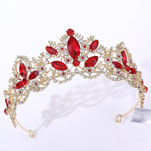 Kronesmykker Brude Bryllup Tilbehør Enkel Legering Diamant Brudekjole Smykker All-match KC Gold Red Diamond