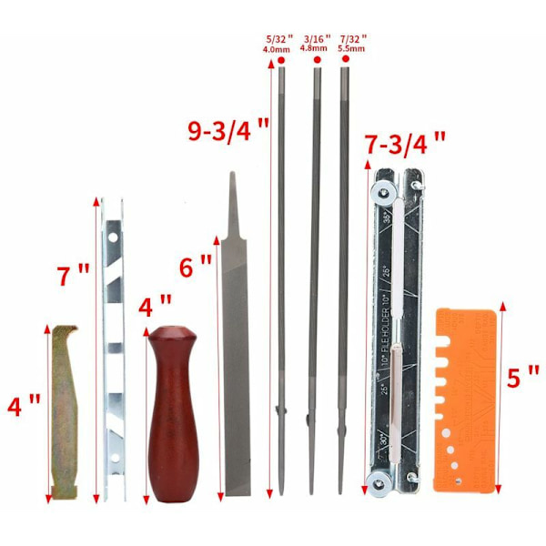 10 x Chainsaw Sharpen File Filing Kit Kjede Sharpening Sag Filer Verktøy for Stihl LAVENTE,