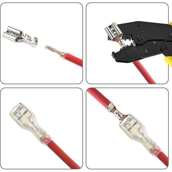 270 stk Elektrisk Lug, t-kontakt Wire Connector, Hanne Spade Crimp Wire Connectors Terminal Block med isolasjonshylse 2,8 mm 4,8 mm 6,3 mm
