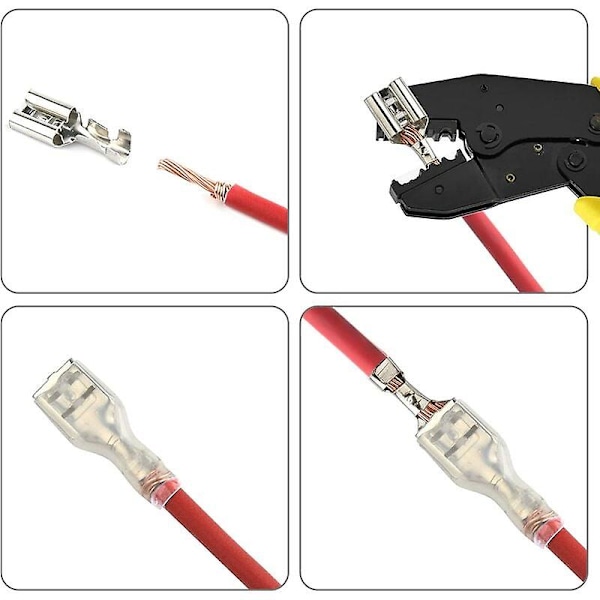 270 Stk Elektrisk Lug, t-stik Ledningsstik, Han-hun Spade Crimp Wire Connectors Terminalblok med isoleringsmuffe 2,8 mm 4,8 mm 6,3 mm