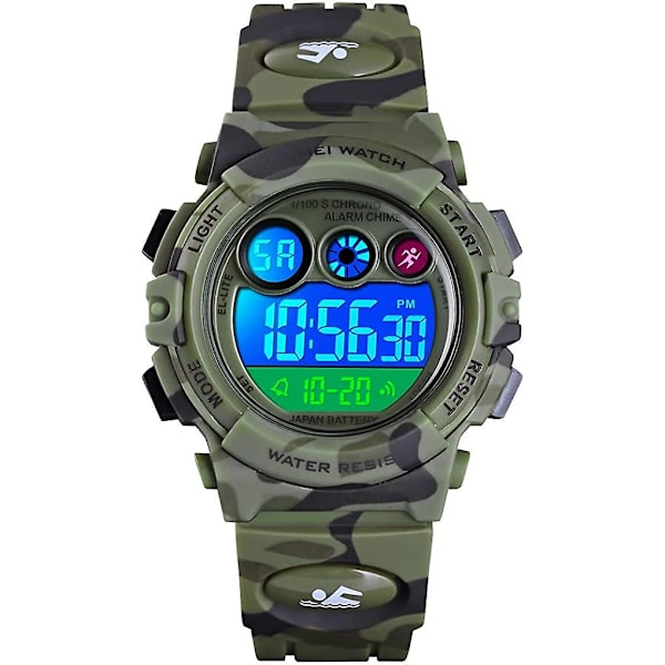 Digital watch för barn för pojkar, flickor, vattentäta elektroniska multi fritidsklockor för casual , 7 Co