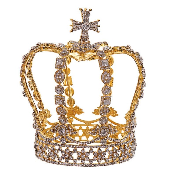 Brud Hel Rund Krona Huvudbonad Luzxury Legering Inlagd Strass Pannband Silver
