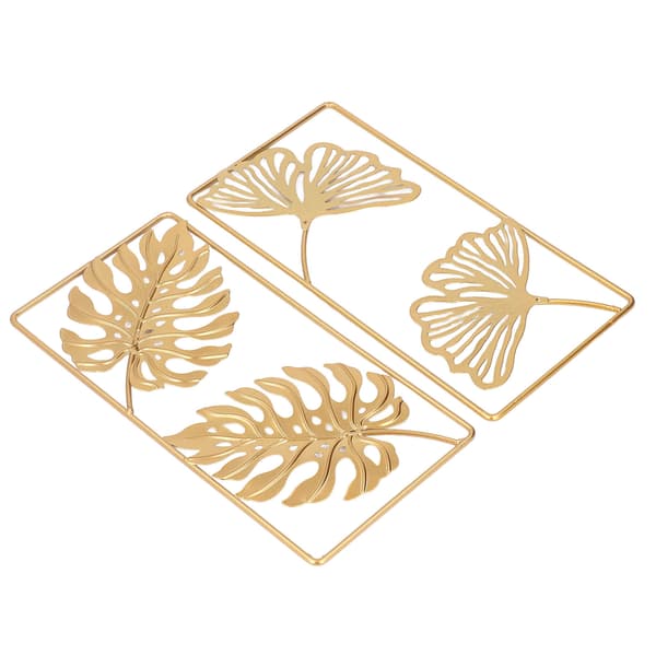 2 st Ginkgoblad Metall Väggdekor Guldfärg för Sovrum Kontor Vardagsrum