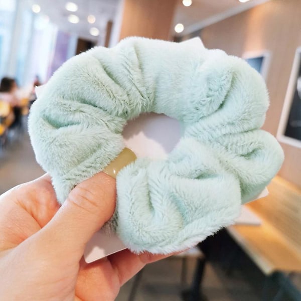 Plyshår Scrunchies pandebånd Elastisk Dejlige hårbånd Blød hårvenlig hestehaleholder til piger Light Green