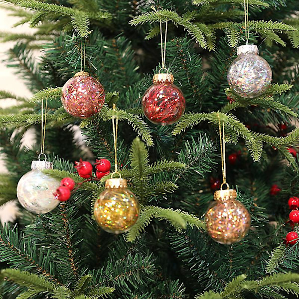 4st julboll Transparent julgransprydnader gold