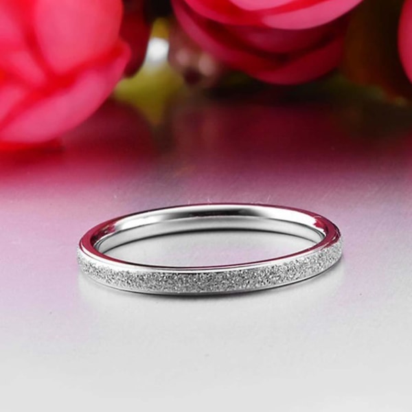 Glitter Matte Slim Band Titan Stål Finger Ring Bröllopssmycken Gift Silver US 7 4mm