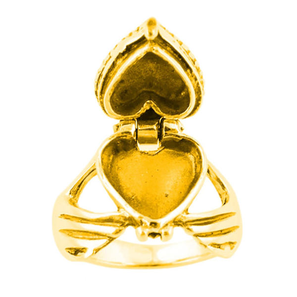 Kvinnerring holder et hjerte som kan åpnes Tilbehør Mote Utseende Bright Luster Fingerring til bryllup Golden US 6