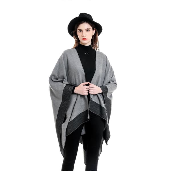 Dame Sjal Wraps Åben Front Poncho Kapper Oversized Sweaters Mode Sjaler til Efterår Vinter khaki khaki