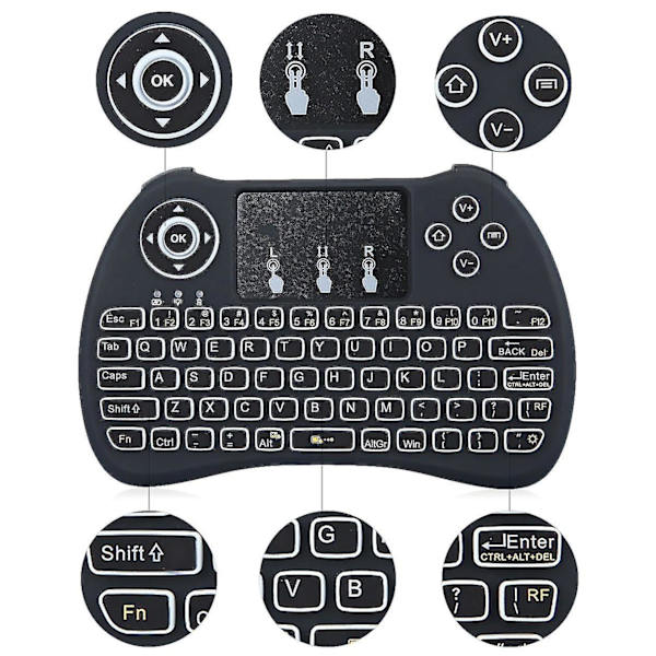 h9 Wireless Qwerty White Baggrundsbelyst 2,4ghz Touchpad Tastatur Air Mouse Til Tv Box Mini Pc