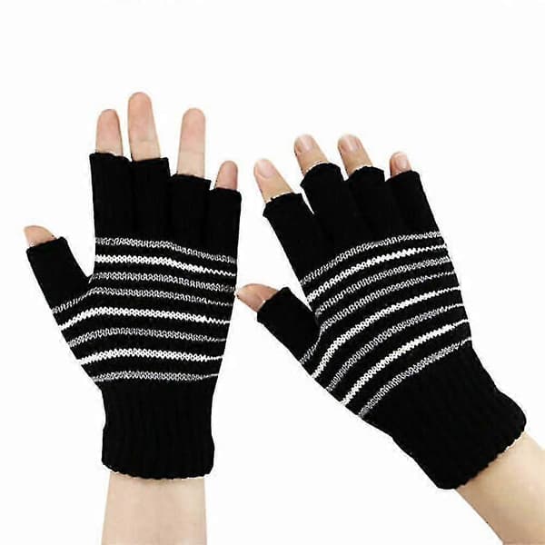 USB Termiska Uppvärmda Handskar Hel-/Halvfinger Uppladdningsbara Striped