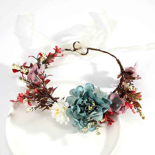 Blomkrans Blommig Garland Pannband Blomma Headpiece För Festival Bröllop 58397