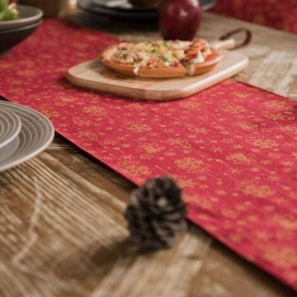 Deluxe Table Runner, kuumaleimattu muotoilu joulupöytäkoristukseen, illallisjuhliin tai perhejuhliin, sisällä tai ulkona