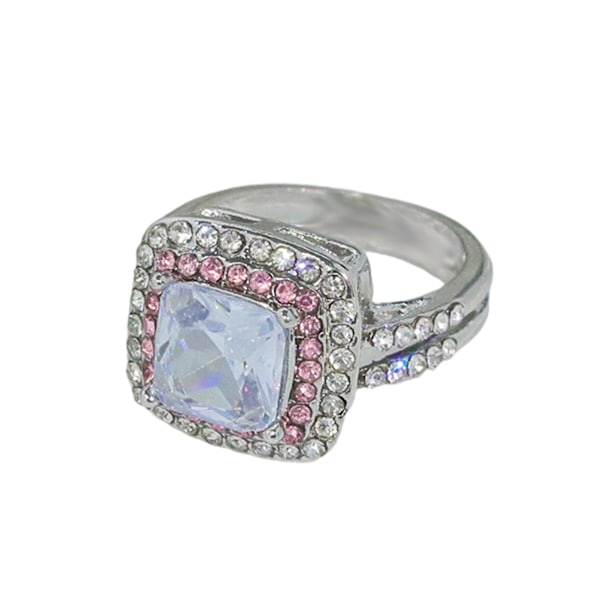 Kvinder Ring Firkantet Cubic Zirconia Smykker Shining Rhinestones Finger Ring Til Bryllup White US 8