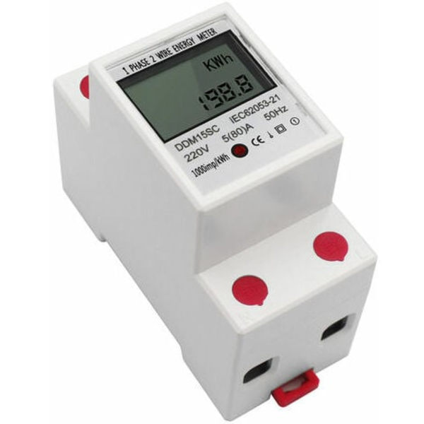 LCD digital display DIN-skena enfas energimätare 5-80A 220V 50Hz Elektronisk KWh-mätare Energiförbrukning Monitor D