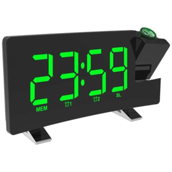 Ny clockradio USB-opladning Altid lyst projektionsur (grøn),
