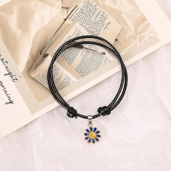 10 stk svart par armbånd ensfarge justerbar håndlaget enkle slitesterke smykker gaver til kvinner Basket colored Daisies
