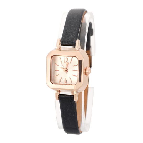 Mode Dame Analog Quartz Ur PU Læderrem Sort