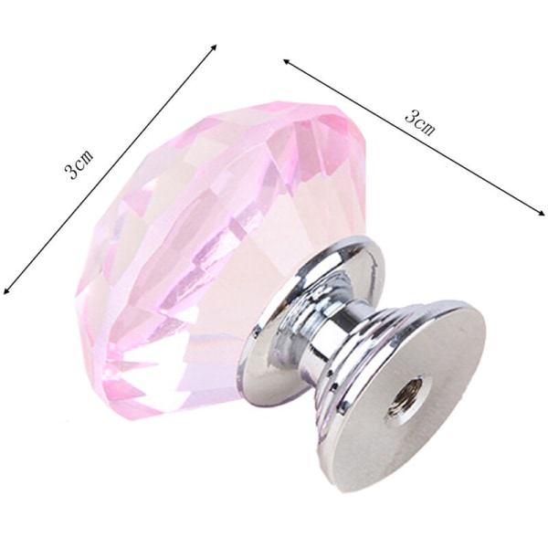 10 st, 30 platta diamanter - tre ringar rosa diamant kristallhandtag garderobsdörrhandtag,