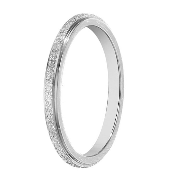 Män Kvinnor Frostat Titanstål Band Finger Ring Bröllopsförslag Smycken Present Silver US 9