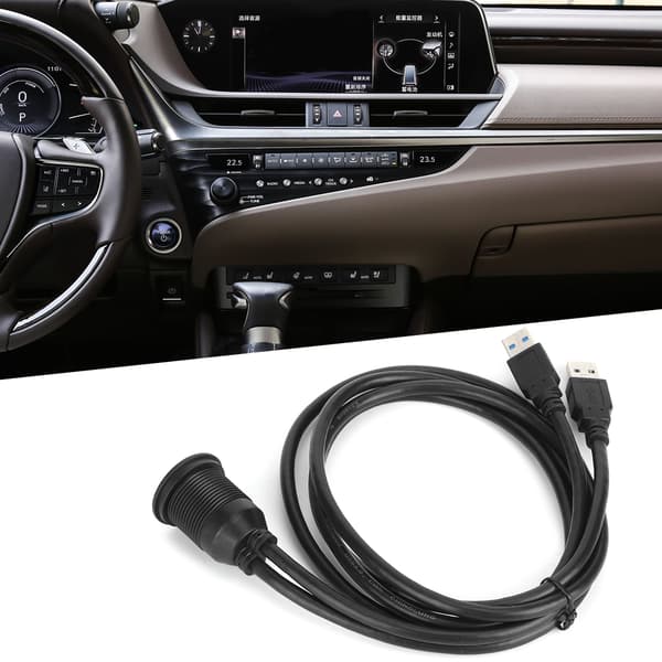 Dubbel USB 3.0 Datakabel Instrumentbräda Infälld Panel Förlängning Vattentät 1 Meter 39.4in