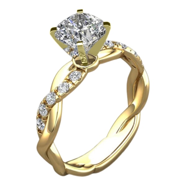 Giftering vridd glitrende high-end Big Rhinestone Knuckle Circlet kvinnelige smykker Golden US 6