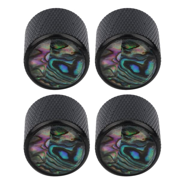 4 st Elbas-ratt Dome Metall High End Skal Inlagd Ton Volymkontroll Gitarrdelar Svart