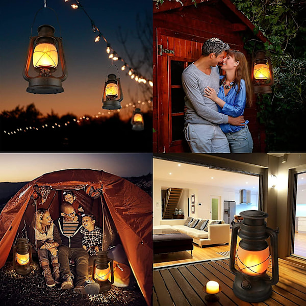 Led lyktalampa heminredningslampor Trådlös batteridriven, utomhuslykta, retrodesign, campinglykta, energisparlampa för veranda/terrass