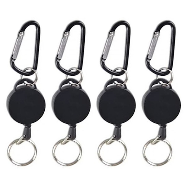 4 kpl Creative Carabiners -Katoamista estävät sisäänvedettävät avaimenperät ulkokäyttöön