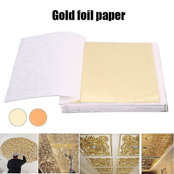 Gold Leaf Gull Folie Folie Dekal Gylden 100 stk Slitesterk Creative Statue 24k Hjem
