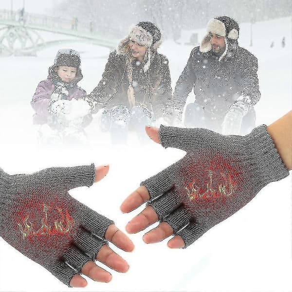 USB Termiska Uppvärmda Handskar Hel-/Halvfinger Uppladdningsbara Grey