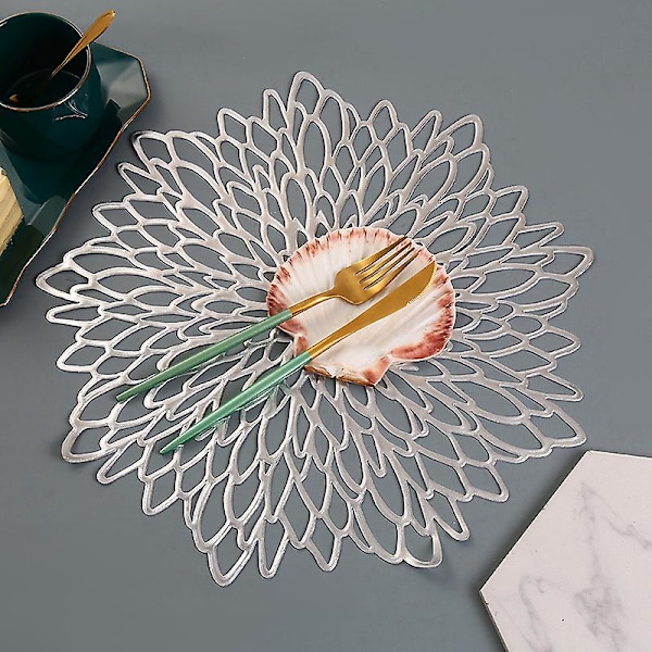 Nye Hot Pvc hule isolering Coaster Puder Bord Skål Mats 4 Pcs Rose Gold