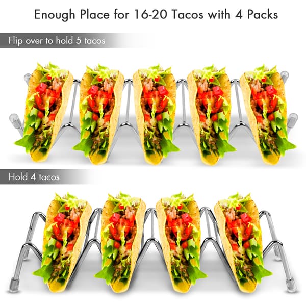 Taco Holder i rustfrit stål, 4-pak til børn, hårde og bløde tacoskaller