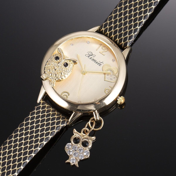Naisten watch, Naisten watch mesh teräksestä valmistettulla rannekkeella, Kristallikvartsipöllöriipus Naisten watch
