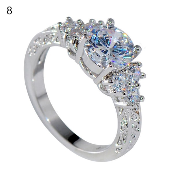 Ylellinen Cubic Zirkonia upotekoristeinen naisten kihlasormus korulahja US 10