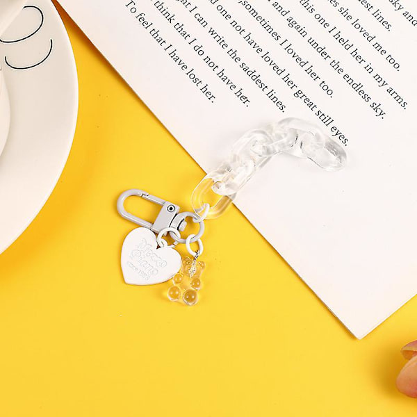 Akryylikarhu avaimenperä riipus sormuksella Love Heart Riippuva avaimenperä sisustus Kirkkaan värinen lahja lapsille Orange
