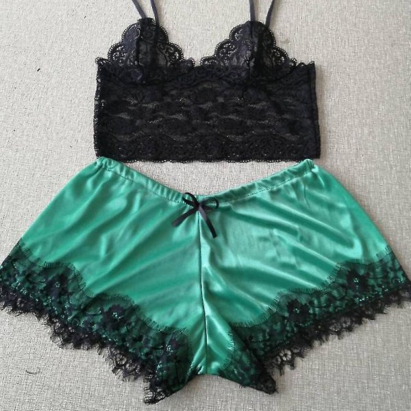 Kvinder Blonde Nattøj Nattøj Cami Toppe + Shorts Lingeri Green L