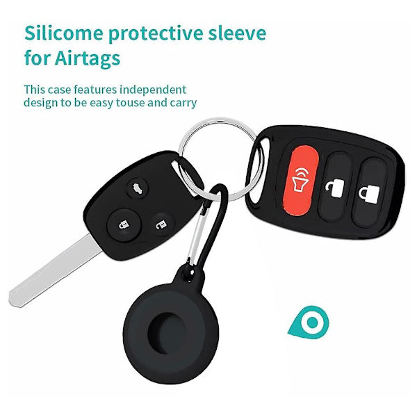 3 kpl Apple AirTag pehmeälle cover , avainnipun koukulla, turva- ja katoamissuojalla, minihelposti kuljettava anti-scratch ihosuoja C Black