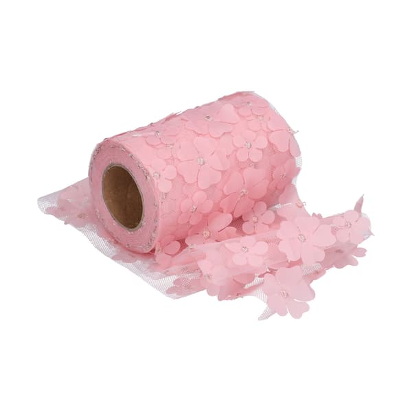 Premium Polyester Glitrende Tyl Ruller Pink 10cm 10yd Fleksibel Bred Anvendelse