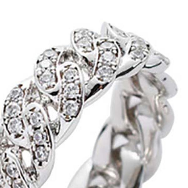 Mode Twisted Ring Creative Smycken Ring Cubic Zirconia Legering Finger Ring för present Silver US 8