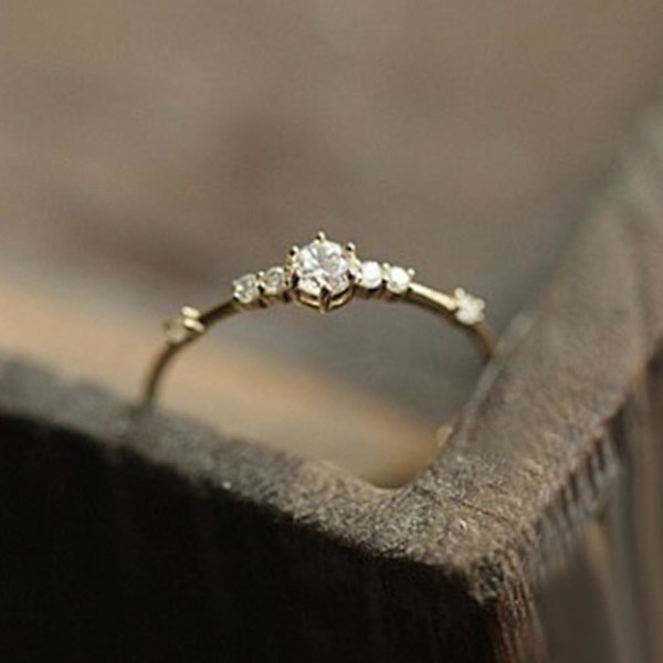 Dammode Rhinestone Inläggningar Bröllop Engagemang Finger Ring Smycken Present Gold Us10