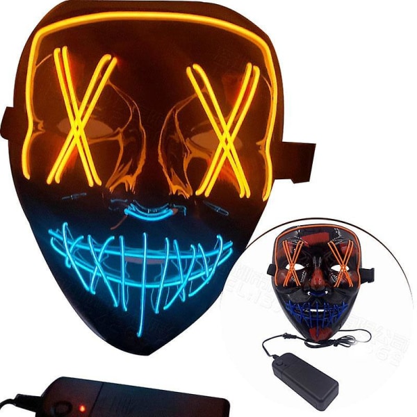 Ryd filmen Halloween LED lysende maske karnevalsfest Yellow blue
