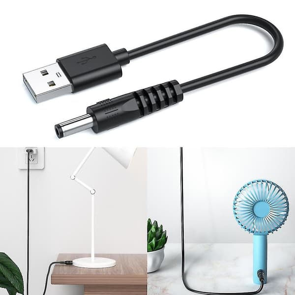 USB til DC-oplader USB-A til DC5V 3,5 mm 5,5 mm Jack-strømkabel kompatibel med LED-strip-lampe 1