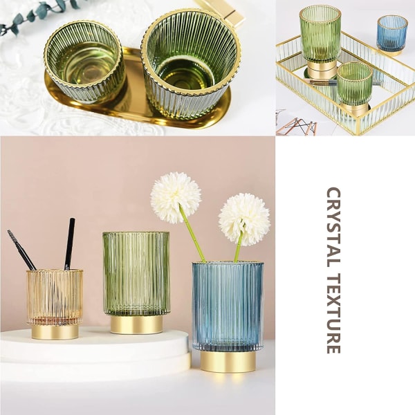 Kommode bordplade makeup børsteholder opbevaringsboks, stor grøn krystal kosmetisk makeup børste glas opbevaringsstativ, unikke