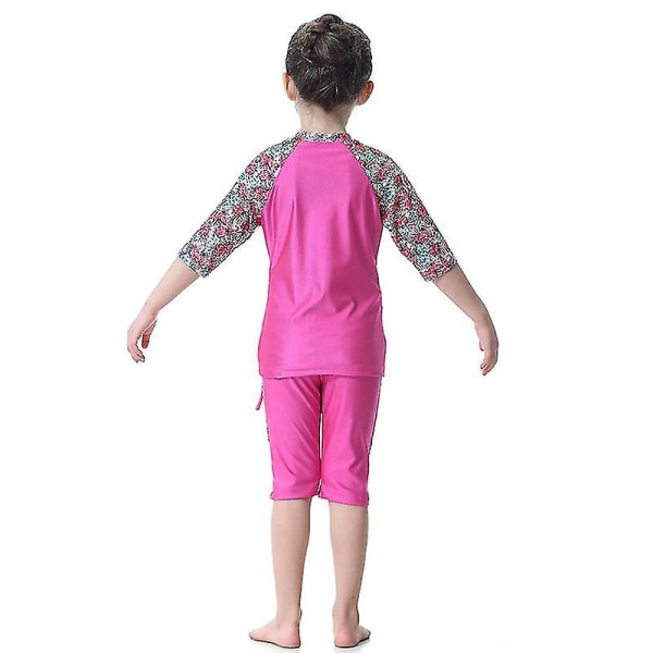 Barn Flickor Islamiska Muslimska Badkläder Modest Burkini Rose Red 14-15 Years