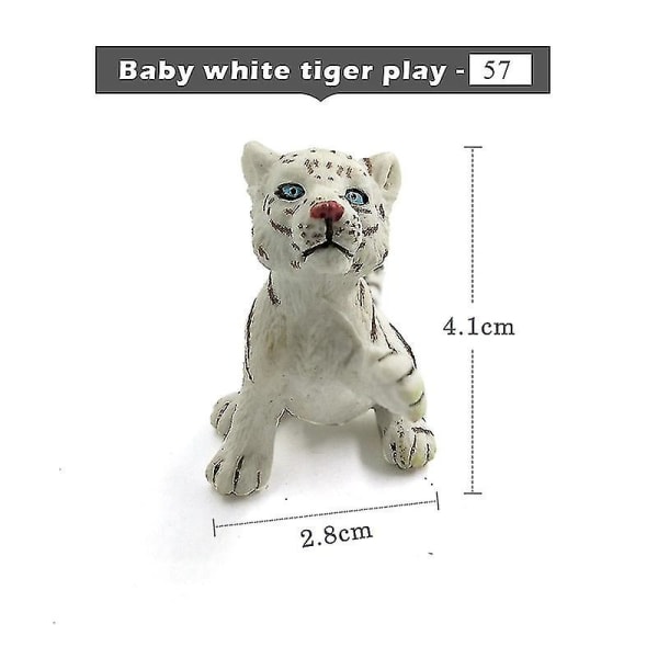 Simulering Baby Lejon Tiger Lodjur Skog Vilda Djur Modell Figurin Plast Leksaker Heminredning Tillbehör Dekor Present Till Barn,baby-vit-tiger-pla