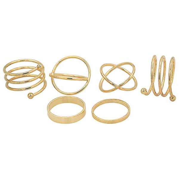 6 stk/sæt Kvinder Golden Tone Stack Plain Slim Band Midi Ring Spiral Knuckle Rings US 7