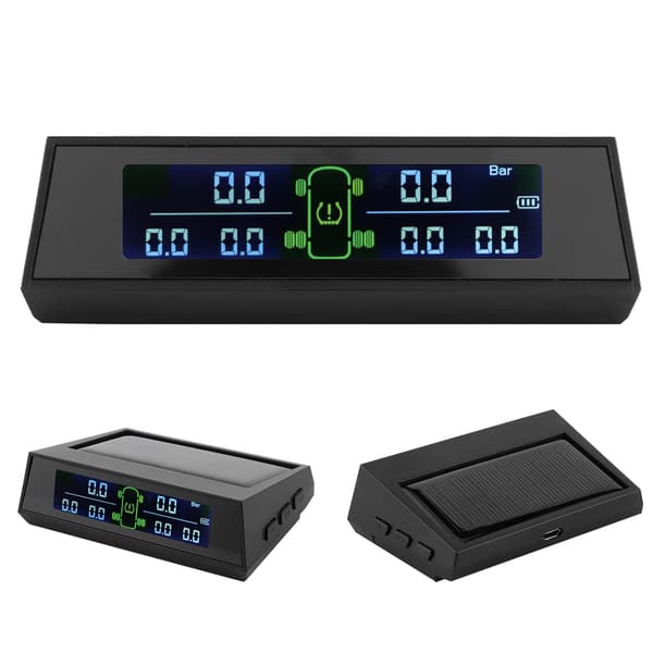 Solardriven TPMS Däcktrycksövervakningssystem med LCD-display 6 Externa Sensorer för Husbil